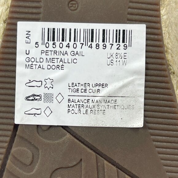 Clarks Artisan Sandal Wedges Women's 11 Metallic Gold Strap Woven Heel Petrina - Picture 10 of 12